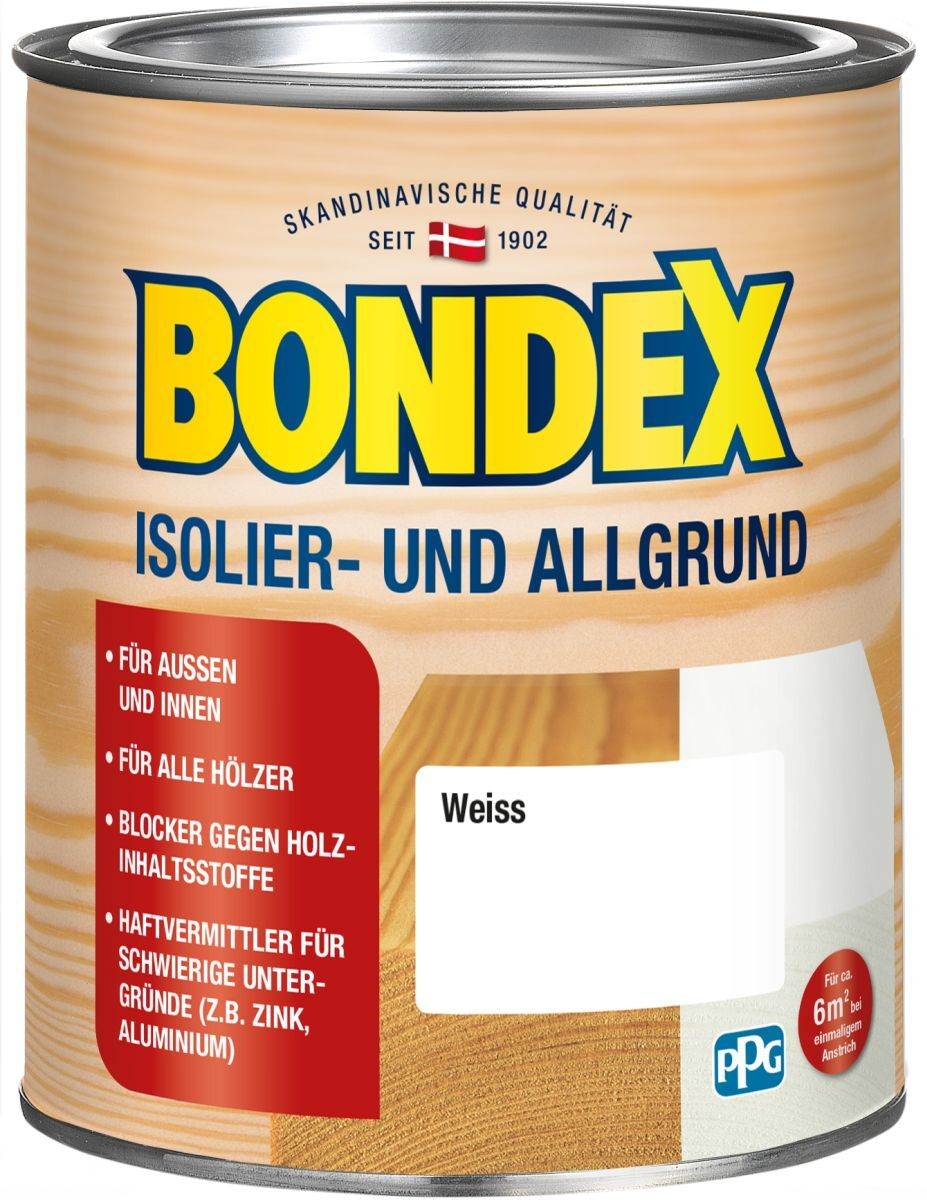BONDEX Isolier- & Allgrund 0,75 L in Weiß, wasserbasierter Sperr- und Haftgrund für Innen & Außen