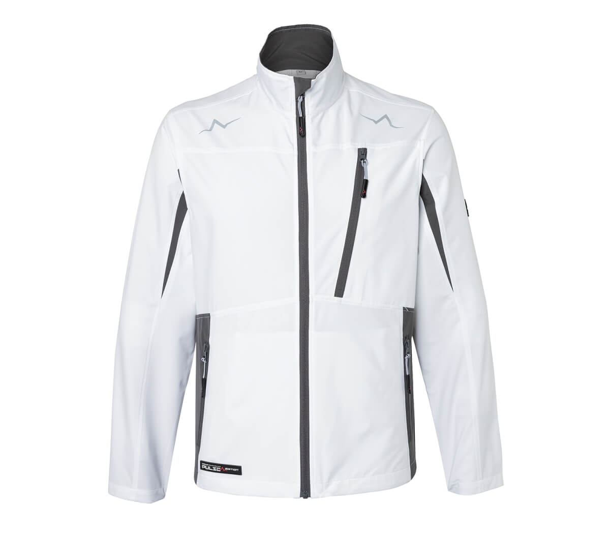 KÜBLER PULSE ECO Ultrashell Jacke in Weiß-Anthrazit, Größe L, wasserabweisend mit hohem Kragen