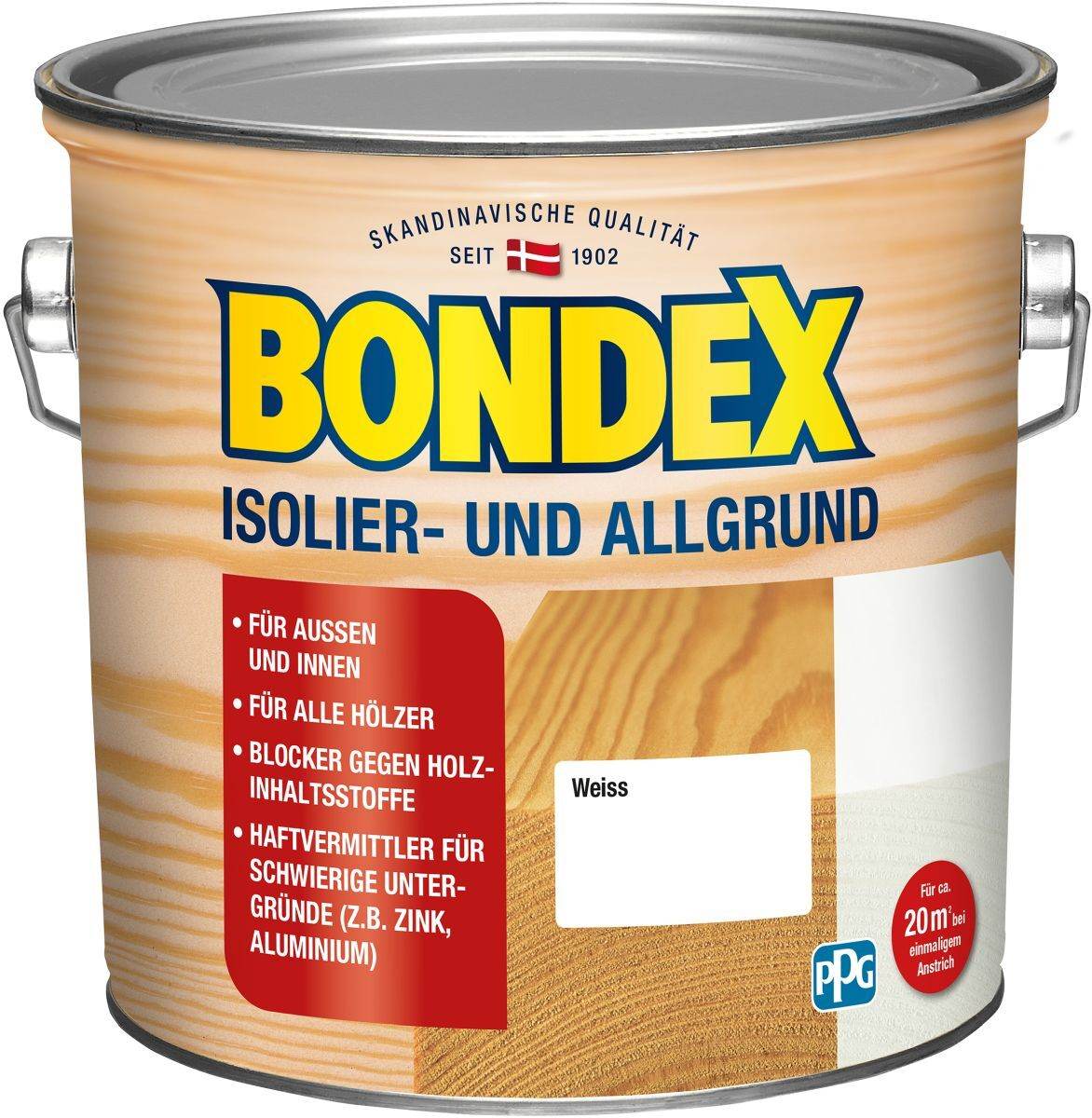 BONDEX Isolier- & Allgrund 2 L in Weiß, wasserbasierter Sperr- und Haftgrund für Innen & Außen