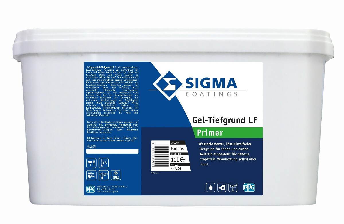 Sigma Gel-Tiefgrund LF 10 L farblos für Innen & Außen, wasserbasierte, lösemittelfreie Grundierung
