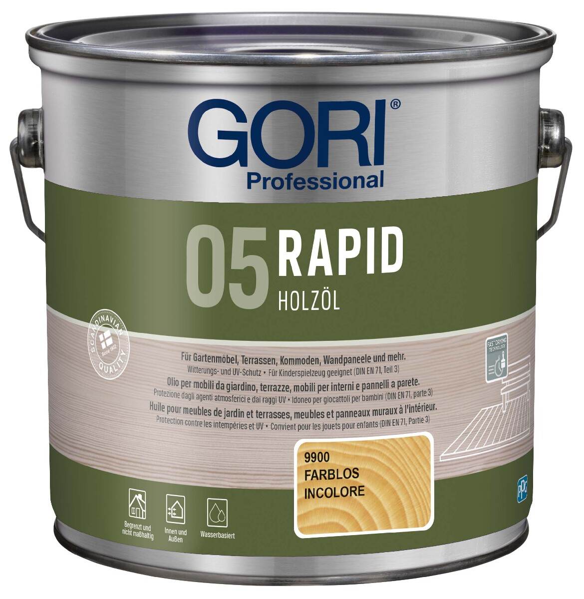 GORI 05 RAPID Holzöl 2,5 L in Farblos, Terrassenöl für Innen & Außen mit Witterungs- und UV-Schutz