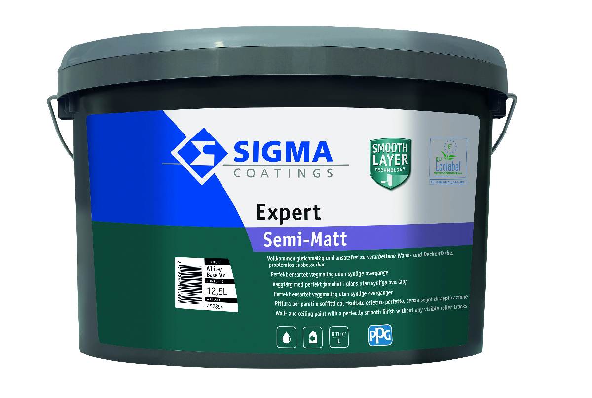 Sigma Expert Semi-Matt Weiß/Base WN 12,5 L, seidenmatt, Wand- und Deckenfarbe, Innenfarbe