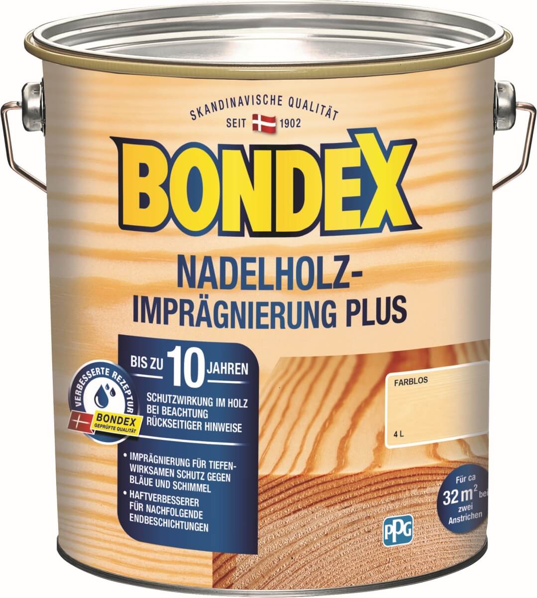 BONDEX Nadelholz-Imprägnierung Plus  4 L, Holzschutzgrundierung, Schutz vor Bläue und Schimmel
